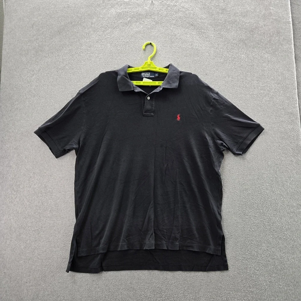 Polo By Ralph Lauren Men Polo XL Black Embroidered Button Logo Short Sleeve READ